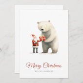 Polar Beer en Kerstman Groeten Feestdagenkaart (Voorkant / Achterkant)