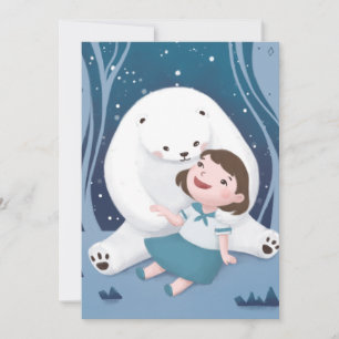 Polar Beer en kind illustratie Feestdagenkaart