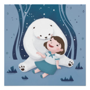 Polar Beer en kind illustratie Perfect Poster