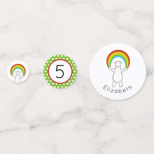 Polar Beer en Regenboog Tafel Confetti (Voorkanten)