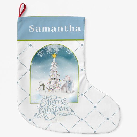 Polar Beer en Sneeuwman Kerstkous Grote Kerstsok (Voorkant)