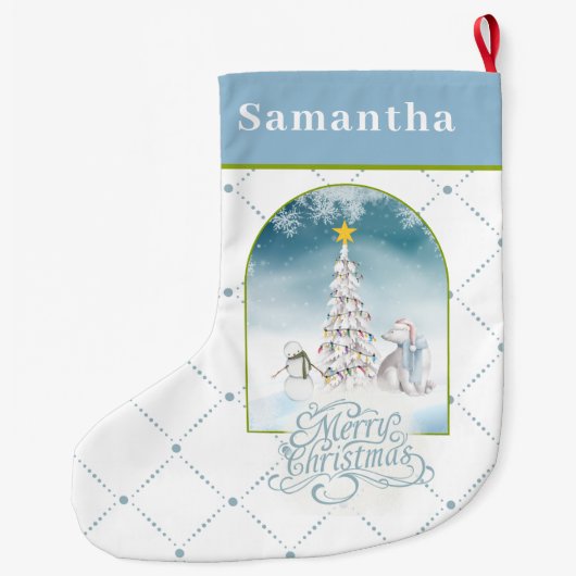 Polar Beer en Sneeuwman Kerstkous Grote Kerstsok (Achterkant)