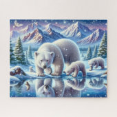 Polar Beer Familie Snowy Scene Schilderen Legpuzzel (Horizontaal)