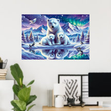 Polar Beer Familie Snowy Scene Schilderen