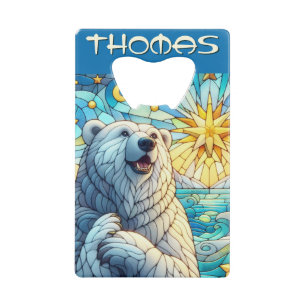 Polar Beer Faux Glas in lood gepersonaliseerd Kredietkaart Flessenopener