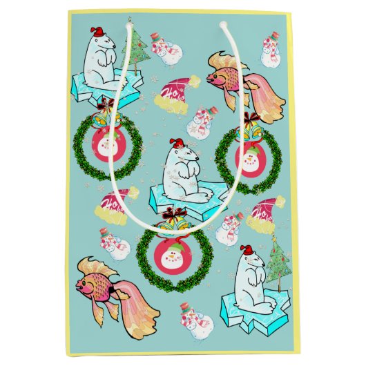 Polar Beer Fish Santa kerstcadeaus Medium Cadeauzakje (Voorkant)