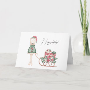 Polar Beer Gekleed voor Kerstmis Sleigh Kaart