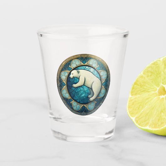 Polar Beer Glas in lood Style AI Art Shot Glass (Voorkant)