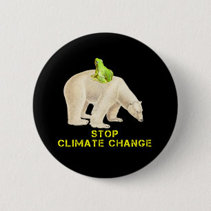 Polar Beer Green Frog Stop klimaatverandering Arct Ronde Button 5,7 Cm