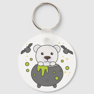 Polar Beer Happy Halloween Cauldron Bat Sleutelhan Sleutelhanger