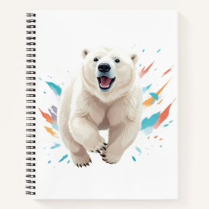 Polar Beer Happy Speelse Leuk Springen Lucht Joyfu Notitieboek