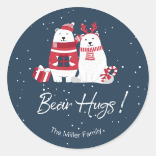 Polar Beer Hugs Kerstmis ID851 Ronde Sticker