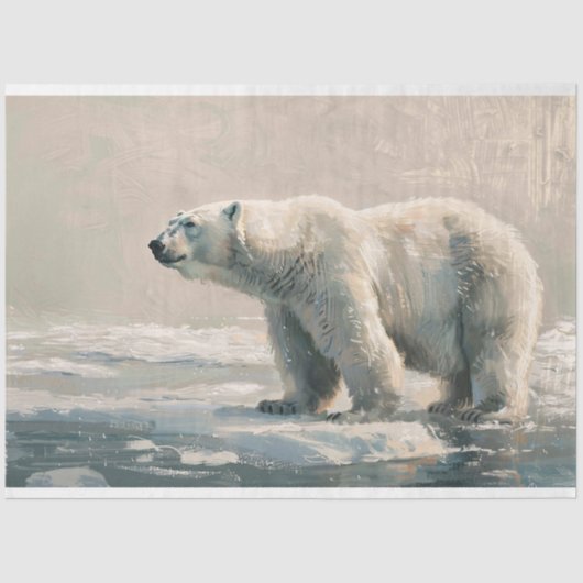 Polar Beer Ice Flow Schilderij Art Decoupage Tissuepapier (Voorkant)