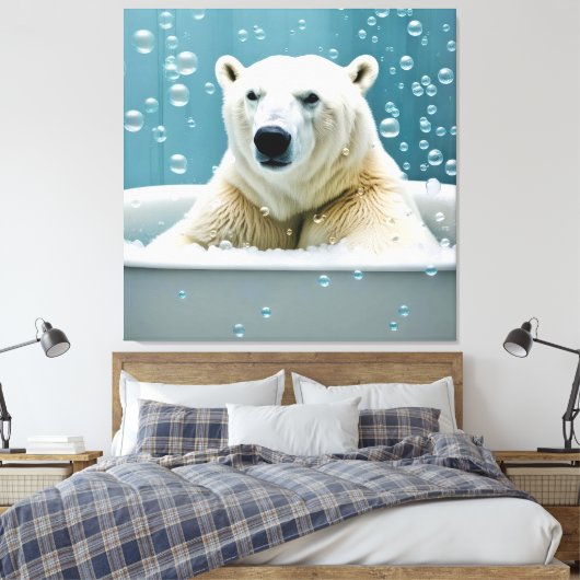 Polar Beer in bubbelbad Canvas Afdruk (Insitu (Slaapkamer))