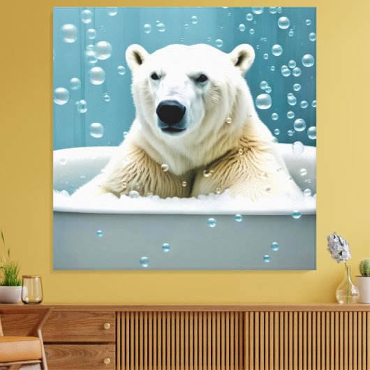 Polar Beer in bubbelbad Canvas Afdruk (Insitu (Woonkamer))