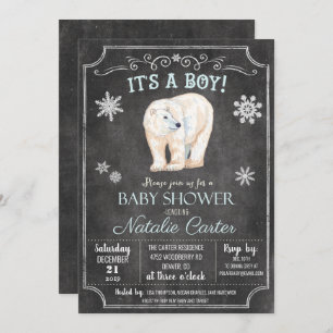 Polar Beer Jongen Baby shower Uitnodiging
