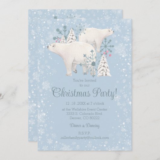 Polar Beer Kerst Feest Uitnodiging (Voorkant / Achterkant)
