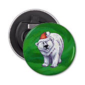 Polar Beer Kerstmis: groen Button Flesopener (Voorkant)