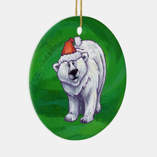 Polar Beer Kerstmis: groen Keramisch Ornament (Rechts)
