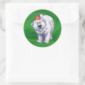 Polar Beer Kerstmis: groen Ronde Sticker (Tas)