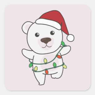 Polar Beer Kerstwinter Polar Beren Sq Vierkante Sticker