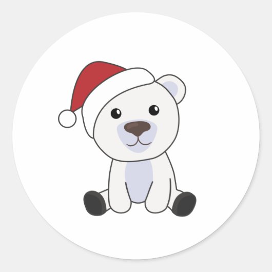 Polar Beer kerstwinter Ronde Sticker (Voorkant)