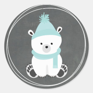 Polar Beer krijtbord geïnspireerd blauw Baby showe Ronde Sticker