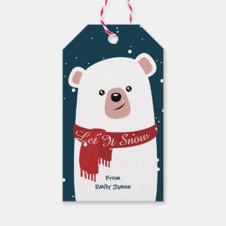 Polar Beer l Laat het sneeuwen Navy Kerstmis Nieuw Cadeaulabel