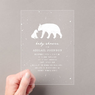 Polar Beer Mama & Baby shower Winterneutraal Acryl Uitnodigingen