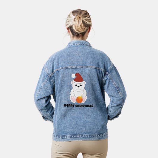 Polar beer Merry Christmas Santa hat Aangepaste te Denim Jacket (Model)