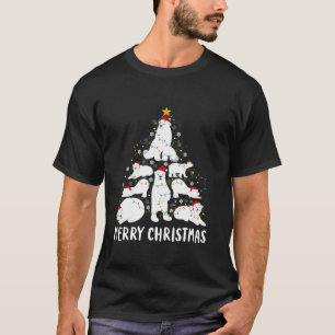 Polar Beer Merry Christmas Tree Santa Hat Lights S T-shirt