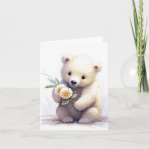 Polar Beer met bloemen Notitiekaartje