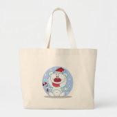 Polar Beer met Candy Cane Vakantie Tshirts Grote Tote Bag (Voorkant)