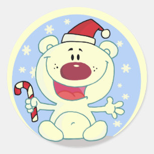 Polar Beer met Candy Cane Vakantie Tshirts Ronde Sticker