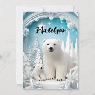 Polar Beer met Cub Arctic Ocean White Happy Feestdagenkaart