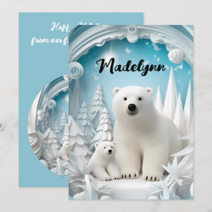 Polar Beer met Cub Arctic Ocean White Winter Feestdagenkaart