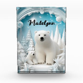 Polar Beer met Cub Arctic Ocean White Winter Fotoblokken (Voorkant)