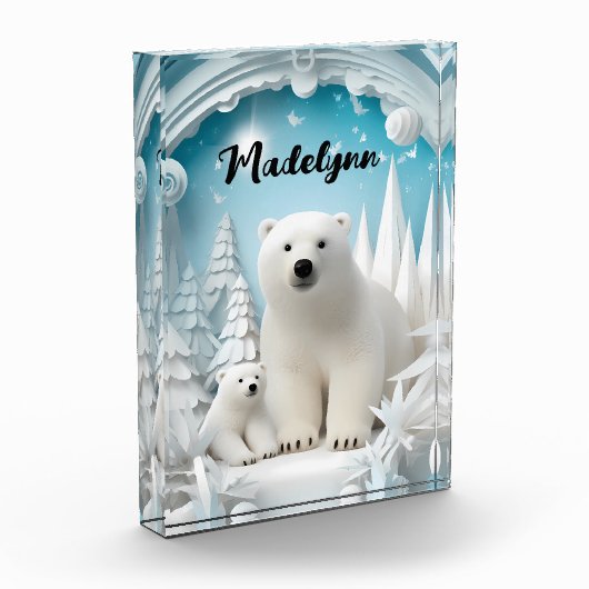 Polar Beer met Cub Arctic Ocean White Winter Fotoblokken (Links)
