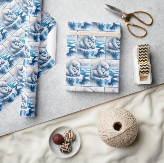 Polar Beer met haar welp op een gletsjer Cadeaupapier (Crafts)