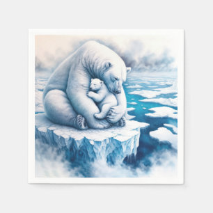 Polar Beer met haar welp op een gletsjer Servet