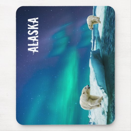 Polar Beer met het noorderlicht Alaska Muismat (Voorkant)