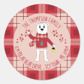 Polar Beer met lantaarn vakantie envelop afdichtin Ronde Sticker (Voorkant)