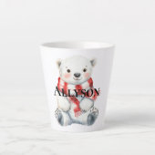 Polar Beer met pepermunt rood witte sjaal Latte Mok (Voorkant)