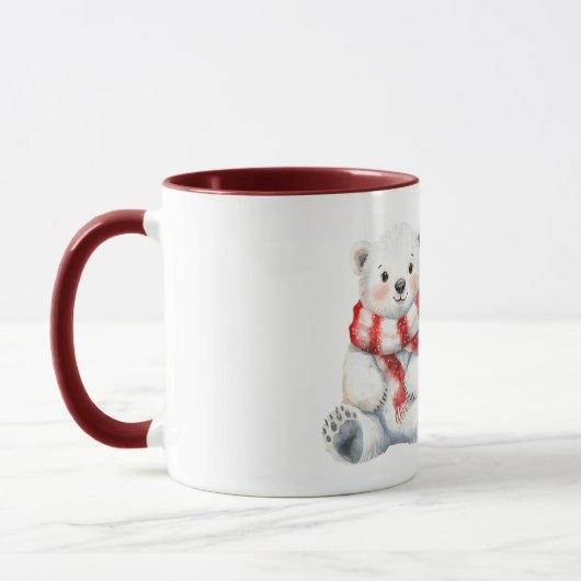 Polar Beer met pepermunt rood witte sjaal Mok (Links)