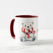 Polar Beer met pepermunt rood witte sjaal Mok (Voorkant links)