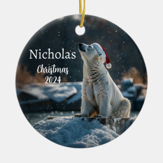 Polar Beer met Santa Pet gepersonaliseerd Ornament (Voorkant)