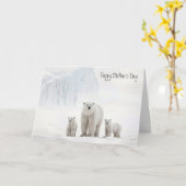 Polar Beer met welpen voor Moederdag Kaart (Gele Bloem)