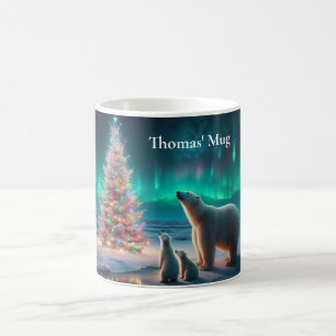 Polar Beer Mom Cubs Kerstboom Aurora Borealis Koffiemok