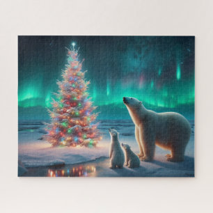 Polar Beer Mom Cubs Kerstboom Aurora Borealis Legpuzzel