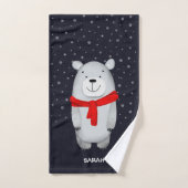 Polar Beer Navy Snow Winter gepersonaliseerd Bad Handdoek (Handdoek)